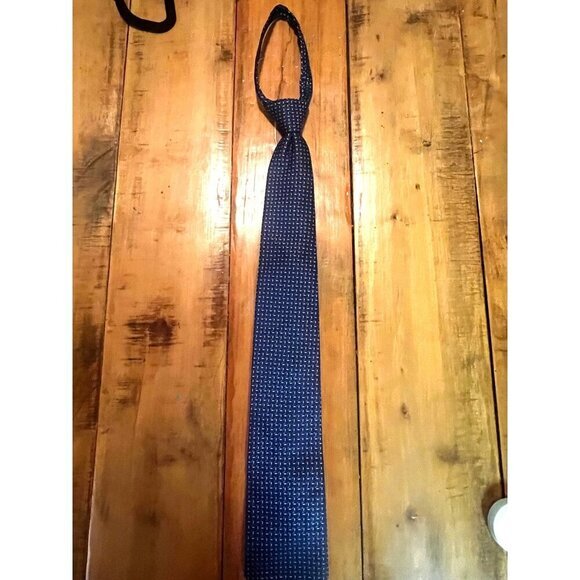 Bellagio Handmade Italian Necktie - 100% Microfiber Navy Blue Patterned - Picture 2 of 4